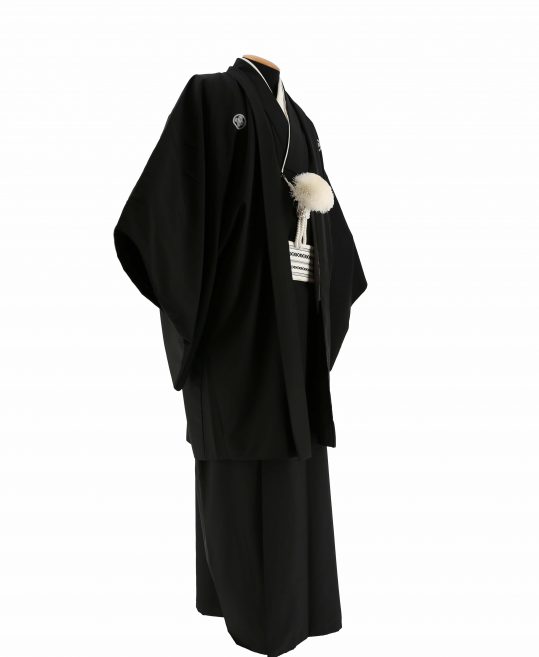 紋付袴レンタル・成人式・結婚式・卒業式|黒　無地[身長190cm対応]No.300